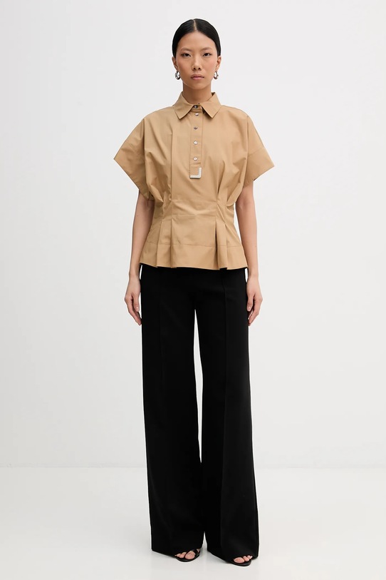 Karl Lagerfeld bluzka bawełniana B1W11006 beżowy SS26