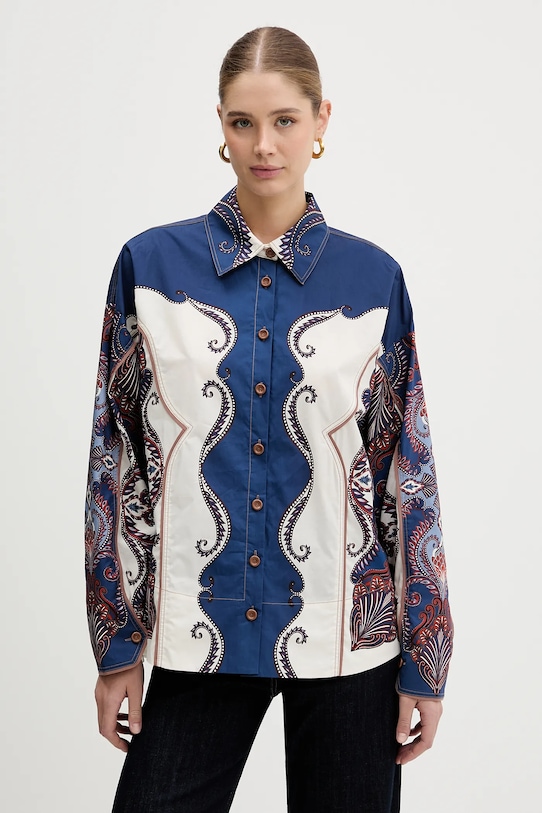 Bavlněná košile Farm Rio dlouhý modrá 344003