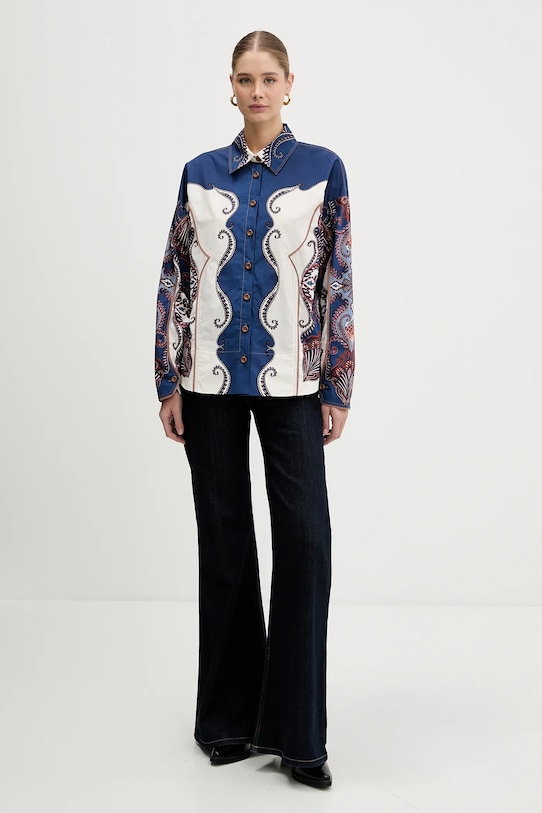 Bavlněná košile Farm Rio 344003 modrá SS26