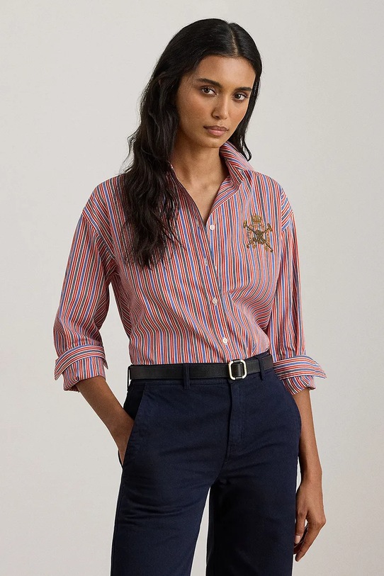 Lauren Ralph Lauren koszula bawełniana wzorzyste pomarańczowy 200P03512