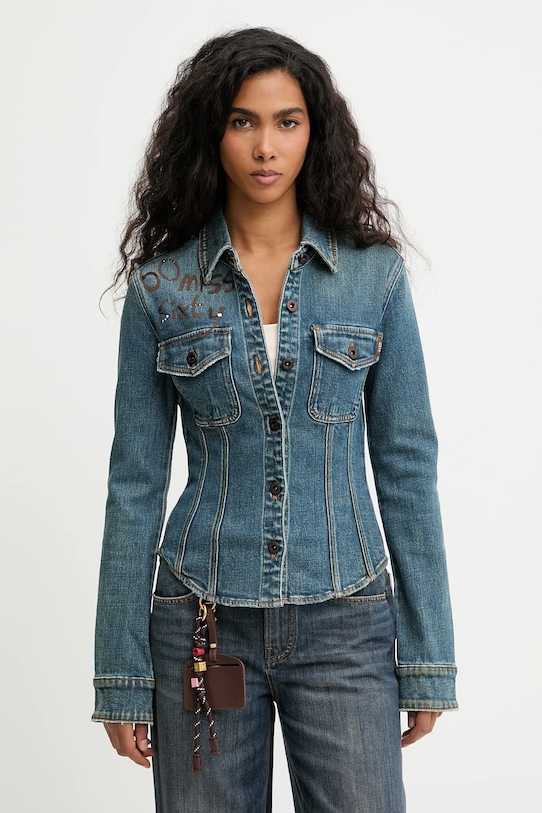 Miss Sixty koszula jeansowa casual niebieski 6S4XJ15200