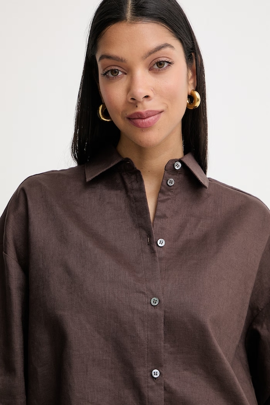 Pinko koszula damska lniana brązowy 106766.A374