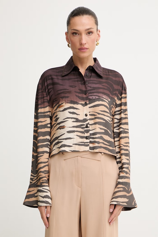 Pinko koszula damska z wiskozy brązowy 106547.A37R