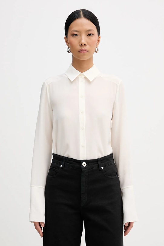 Patrizia Pepe koszula jedwabna regular beżowy 8C0703.A156