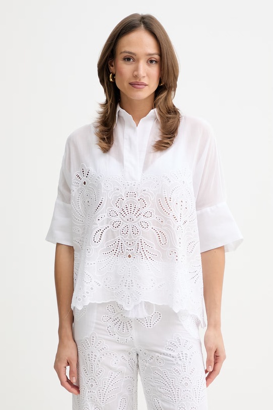 Ermanno Firenze bluzka bawełniana casual biały D48EK022EN0