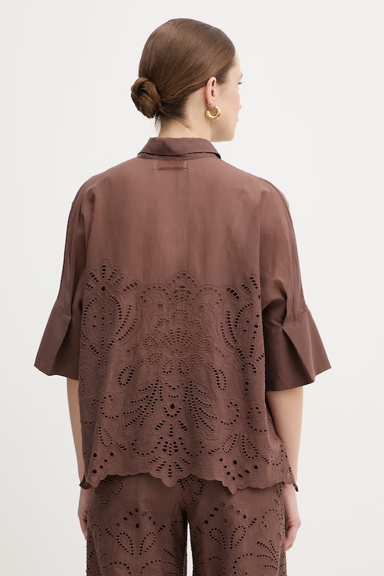 Odzież Ermanno Firenze bluzka bawełniana D48EK022EN0 brązowy