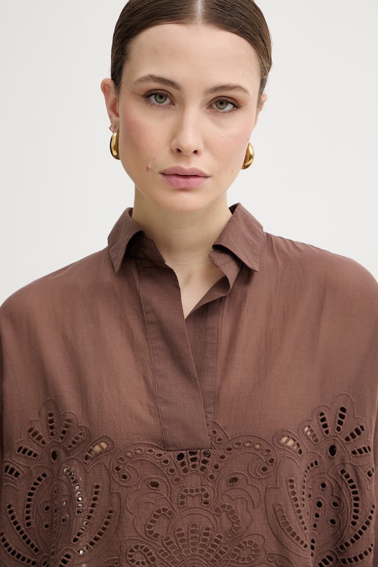 Ermanno Firenze bluzka bawełniana brązowy D48EK022EN0