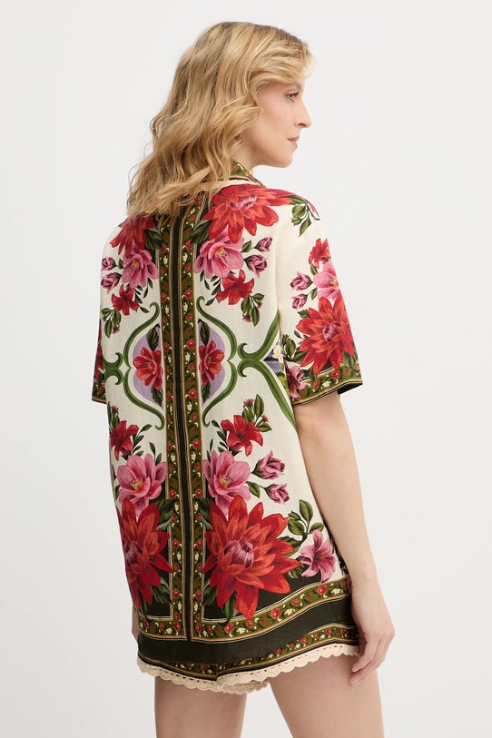 Odzież Farm Rio koszula z dodatkiem lnu 344169 beżowy