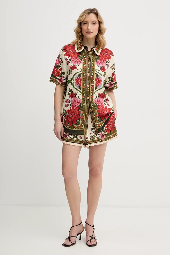 Farm Rio koszula z dodatkiem lnu 344169 multicolor SS26