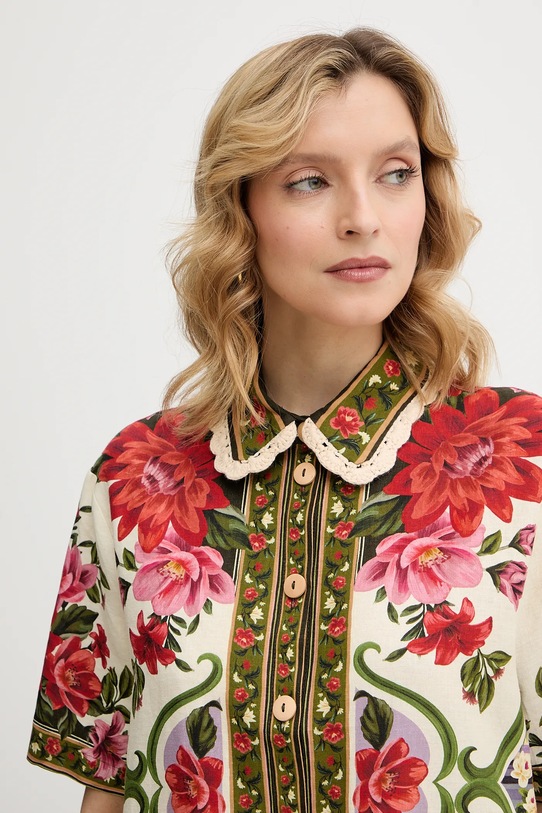 Farm Rio koszula z dodatkiem lnu multicolor 344169