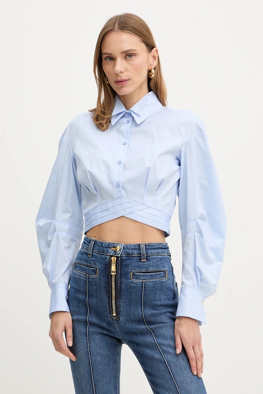 Хлопковая блузка Elisabetta Franchi casual голубой CA12161E2