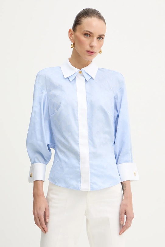 Elisabetta Franchi koszula bawełniana bawełna niebieski CA14161E2