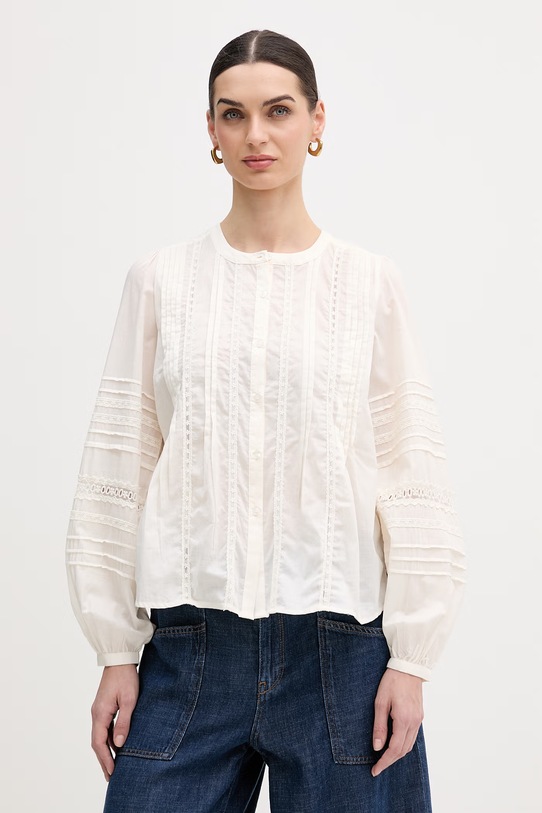 Mos Mosh camicia in cotone Adila semplice beige 176830