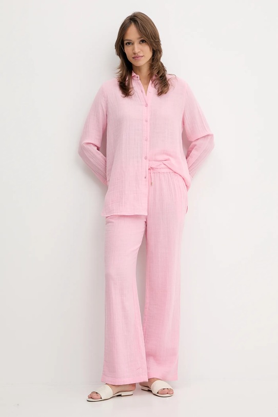 Melissa Odabash koszula plażowa bawełniana MO.LEONA różowy SS26