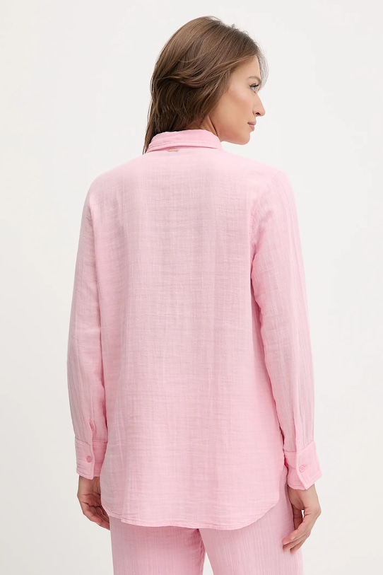 Odzież Melissa Odabash koszula plażowa bawełniana MO.LEONA różowy