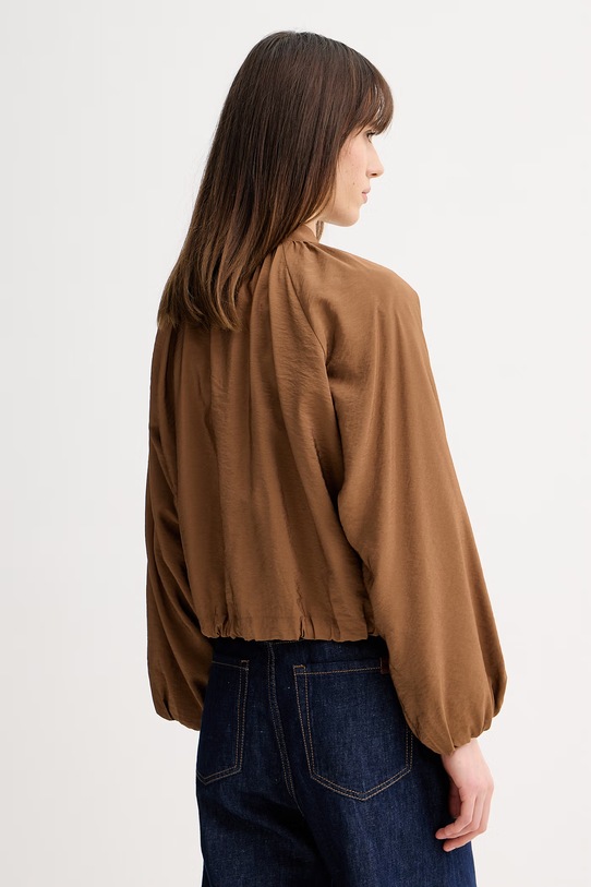 Odzież Marella krótka kurtka damska z wiskozą FICO 2613041174200 brązowy