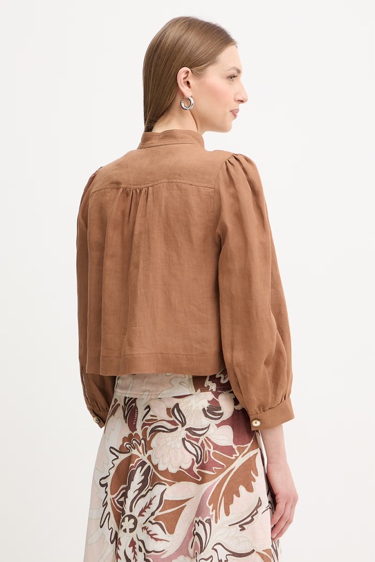 Odzież Marella koszula lniana CALIBRI 2613041184200 brązowy