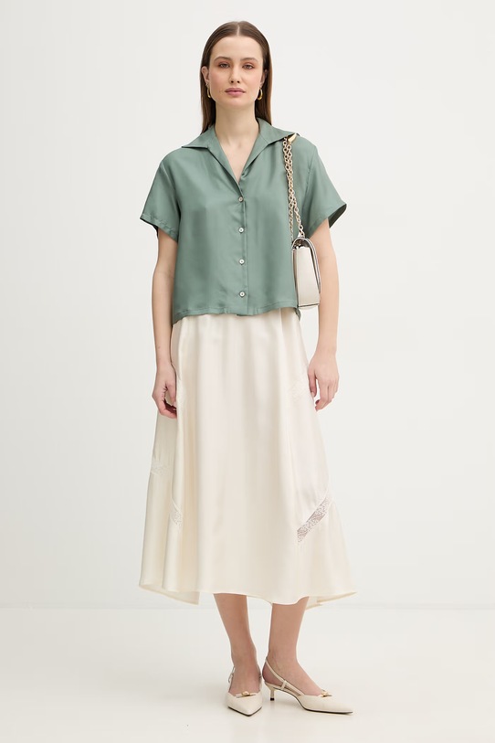 Marella koszula jedwabna MLMSEGNALE 2613111045200 zielony SS26