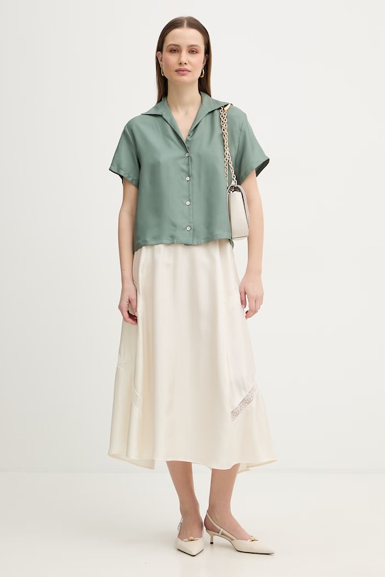 Marella koszula jedwabna MLMSEGNALE 2613111045200 zielony SS26