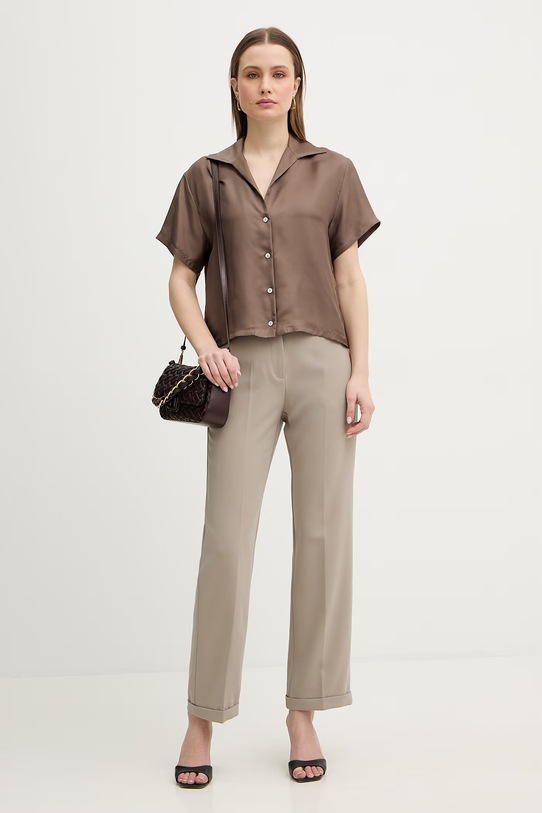 Marella koszula jedwabna MLMSEGNALE 2613111045200 brązowy SS26