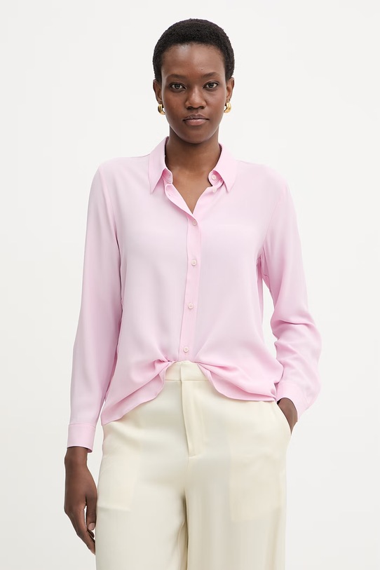 Marella koszula damska z dodatkiem jedwabiu Emme by Marella różowy 2615111161200