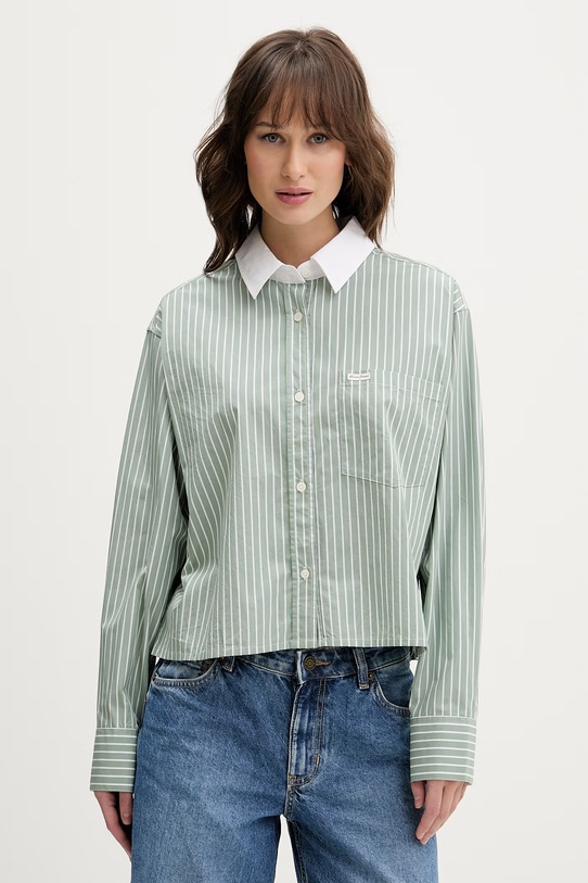 Guess Jeans koszula bawełniana wzorzyste zielony W6RH64.WH7Q1