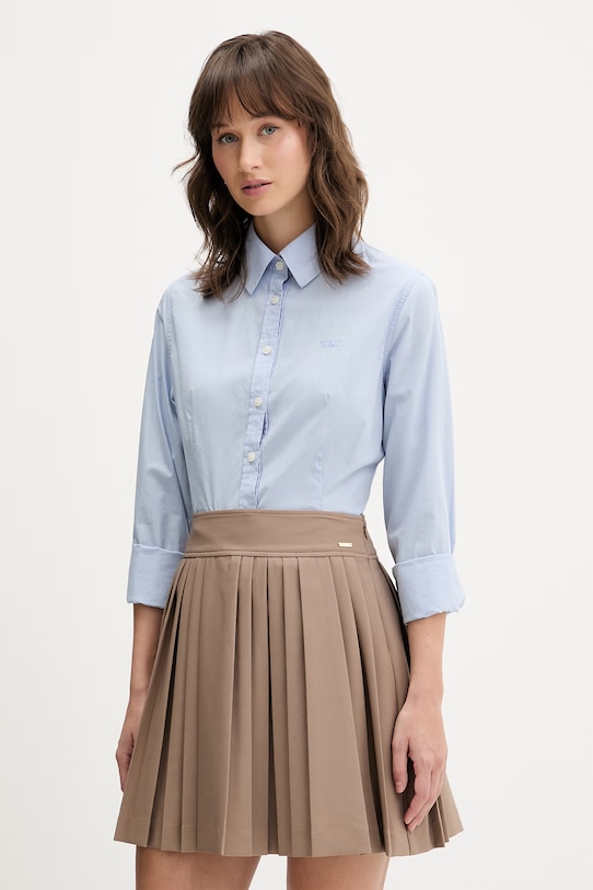 Guess Jeans camicia in cotone slim blu W6RH66.WH7P1