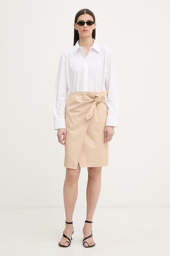 Calvin Klein πουκάμισο γυναικείο βαμβακερό LV044F136G λευκό SS26