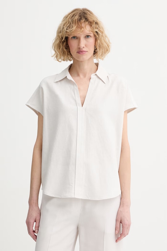 Calvin Klein bluza ženska lanena bež LV044F154G