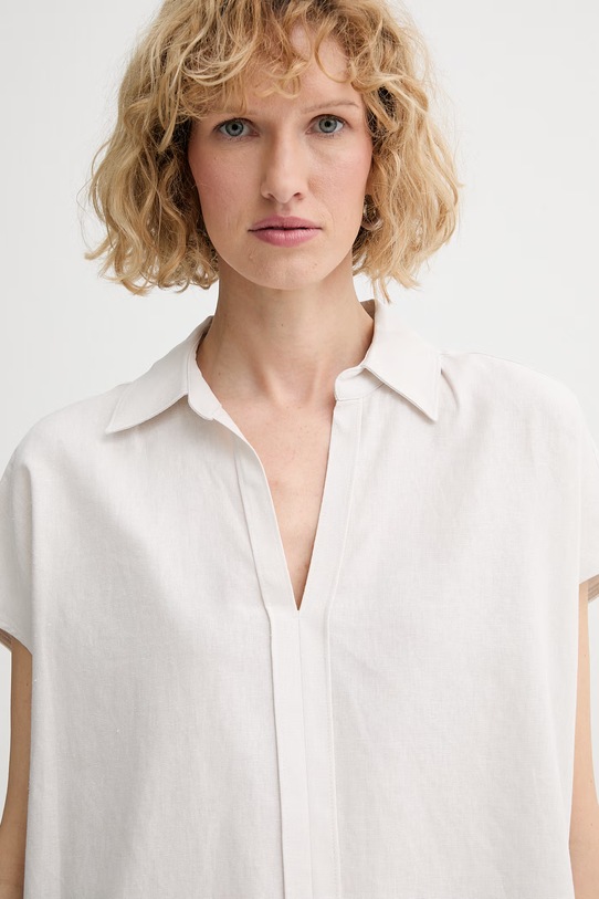 Calvin Klein bluza ženska lanena bež LV044F154G