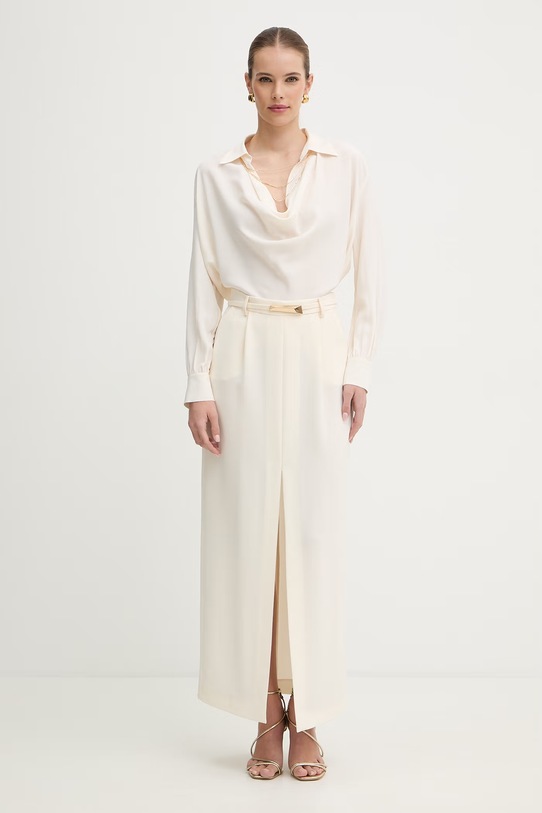 Simona Corsellini bluzka z dodatkiem jedwabiu P26CPBL00901 beżowy SS26