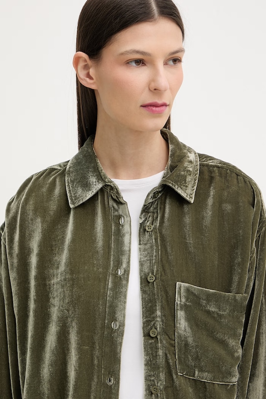 American Vintage női velúr ingblúz zöld ANK06A