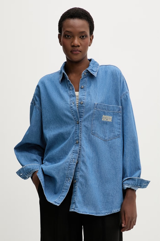 American Vintage koszula damska jeansowa niebieski IZE06A