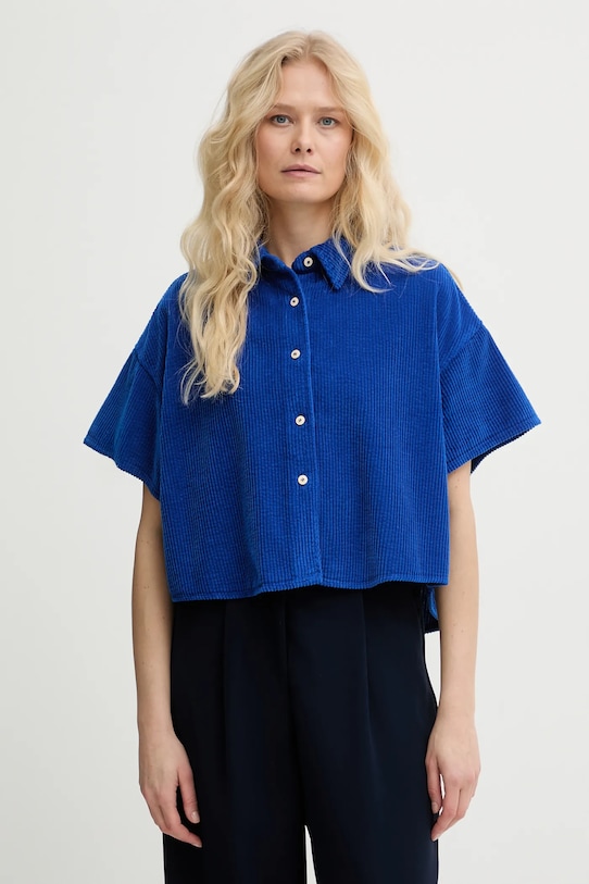 Bavlněná košile American Vintage krátký námořnická modř PADO06B