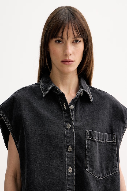 American Vintage koszula damska jeansowa czarny YOP06D