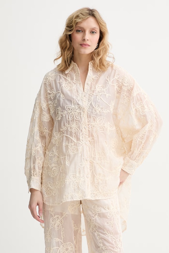 Twinset camicia da donna con lyocell beige 261LB2UFF