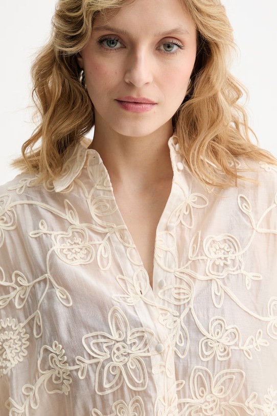 Twinset camicia da donna con lyocell beige 261LB2UFF