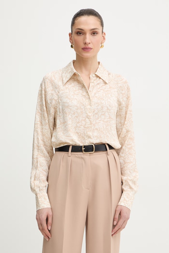 Trussardi koszula damska z wiskozy beżowy 5187A000697N
