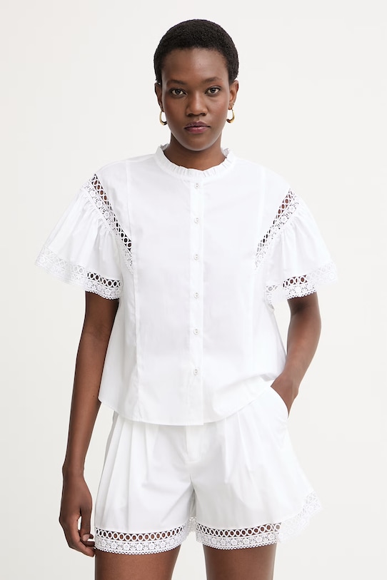 Twinset bluza s volanima ženska pamučna bijela 261TT2251