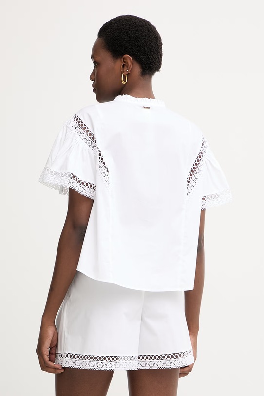 Odjeća Twinset bluza s volanima ženska pamučna 261TT2251 bijela