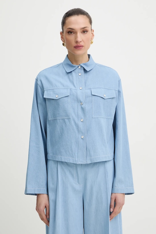 Хлопковая рубашка Twinset casual голубой 261TF2081