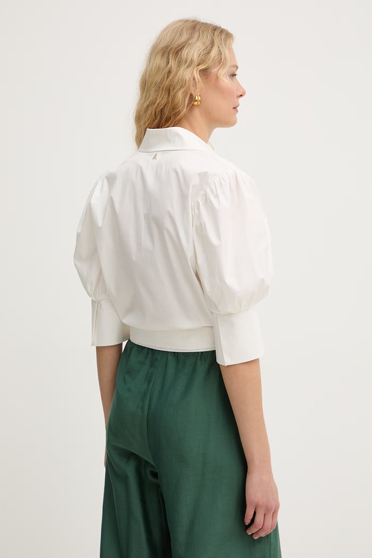 Odzież Twinset bluzka kopertowa damska bawełniana z elastanem 261AT2021 beżowy