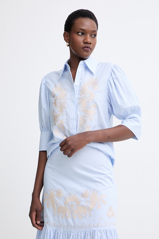 Twinset srajca ženska bombažna modra 261AT2030