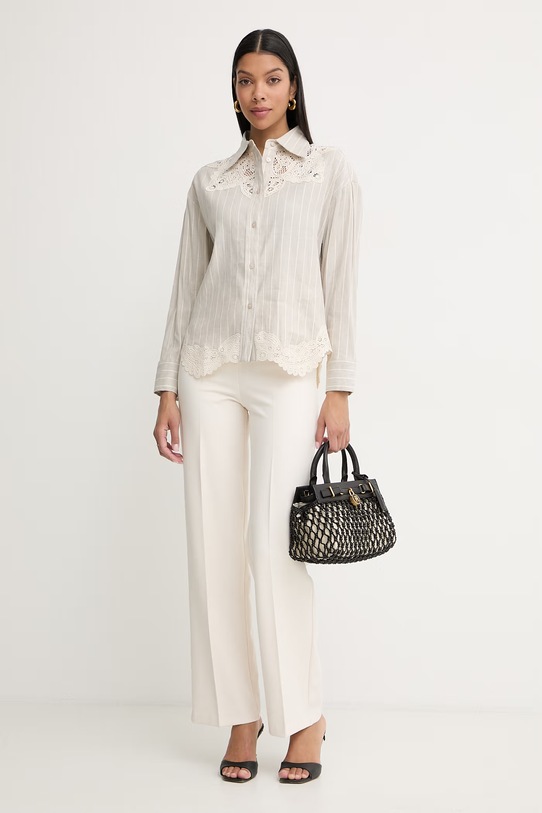 Twinset πουκάμισο γυναικείο με λινό 261LM2FAA μπεζ SS26