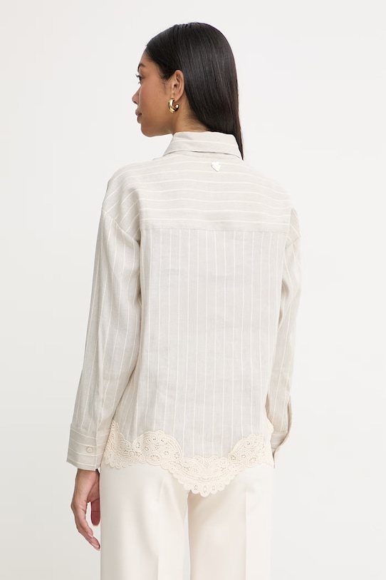 Odzież Twinset koszula damska z lnem 261LM2FAA beżowy