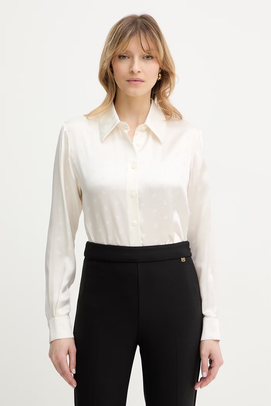 Luisa Spagnoli koszula jedwabna Baronetto regular beżowy 542979