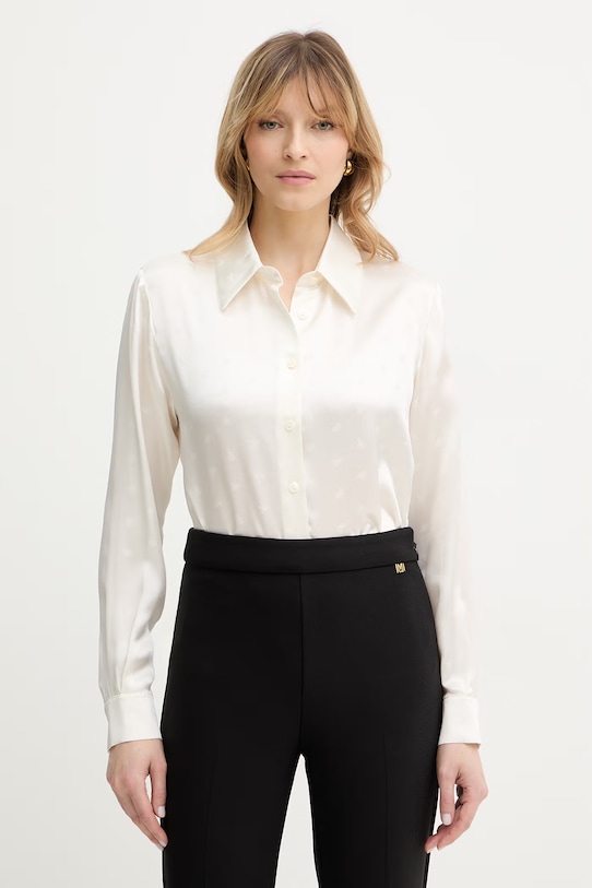 Luisa Spagnoli koszula jedwabna Baronetto regular beżowy 542979