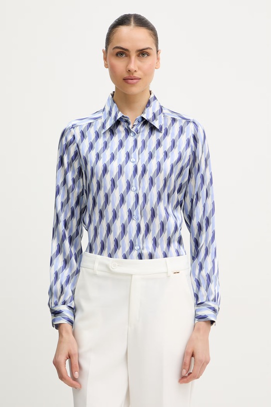 Luisa Spagnoli koszula jedwabna Belpasso regular niebieski 543131