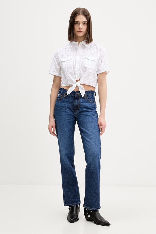 Guess Jeans πουκάμισο γυναικείο βαμβακερό W6GHA3.WO331 λευκό SS26