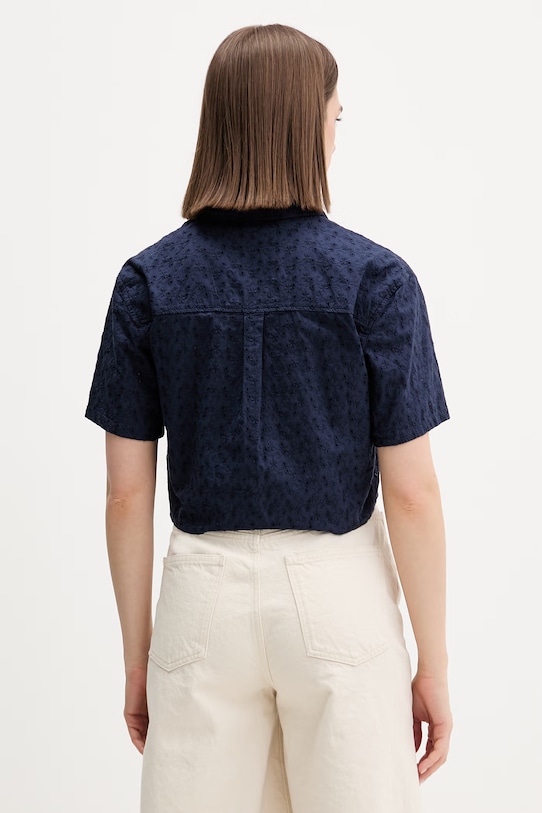 Ρούχα Guess Jeans πουκάμισο γυναικείο βαμβακερό W6GHA3.WO331 σκούρο μπλε